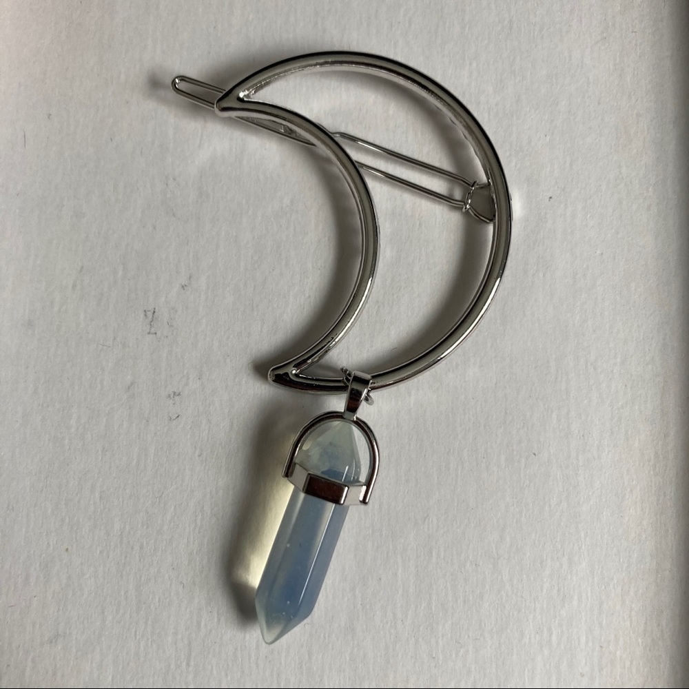 Boho Moon Dangle Opal Hair Clip - Picture 3 of 7